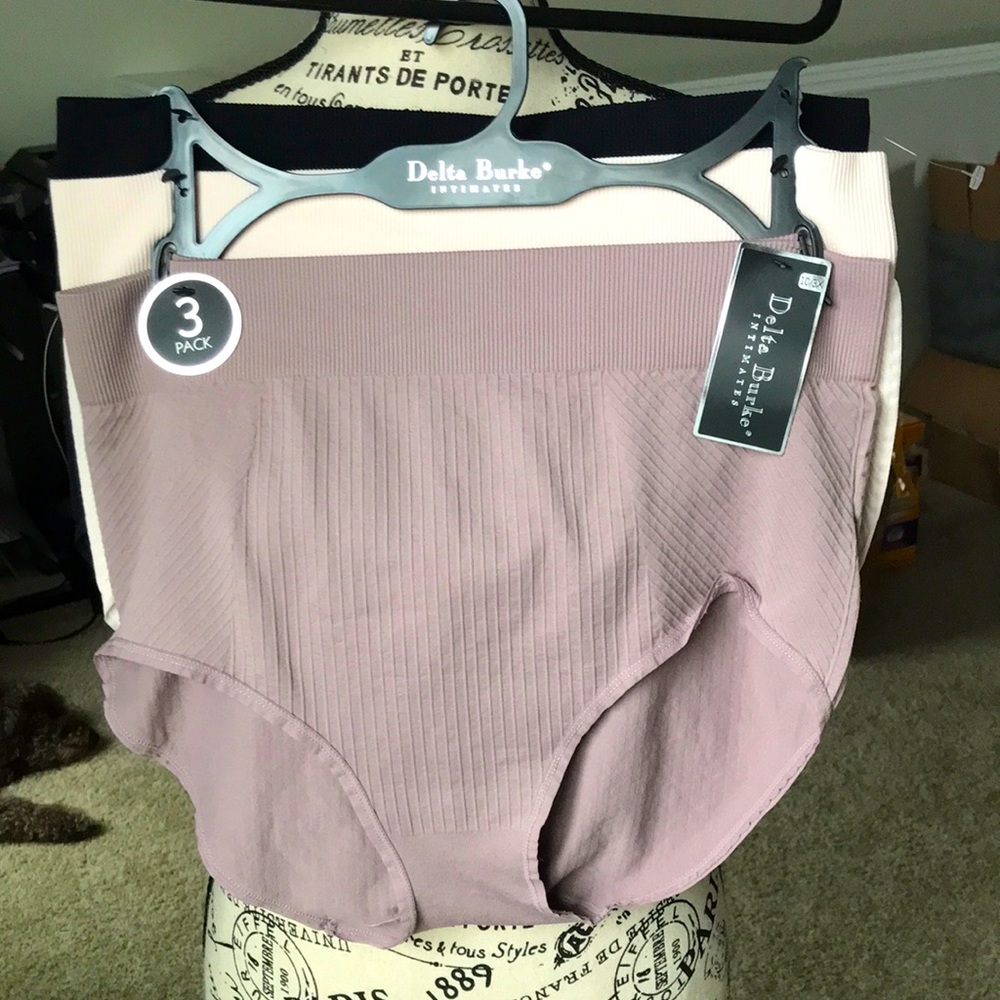 Delta Burke High Waist Panties Set of 3 Beige Black Mauve - Picture 3 of 8
